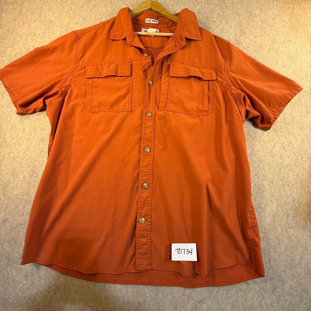 Duluth Trading Co Untucked Mens XL Burnt Orange Ripstop Short Sleeve Fishing